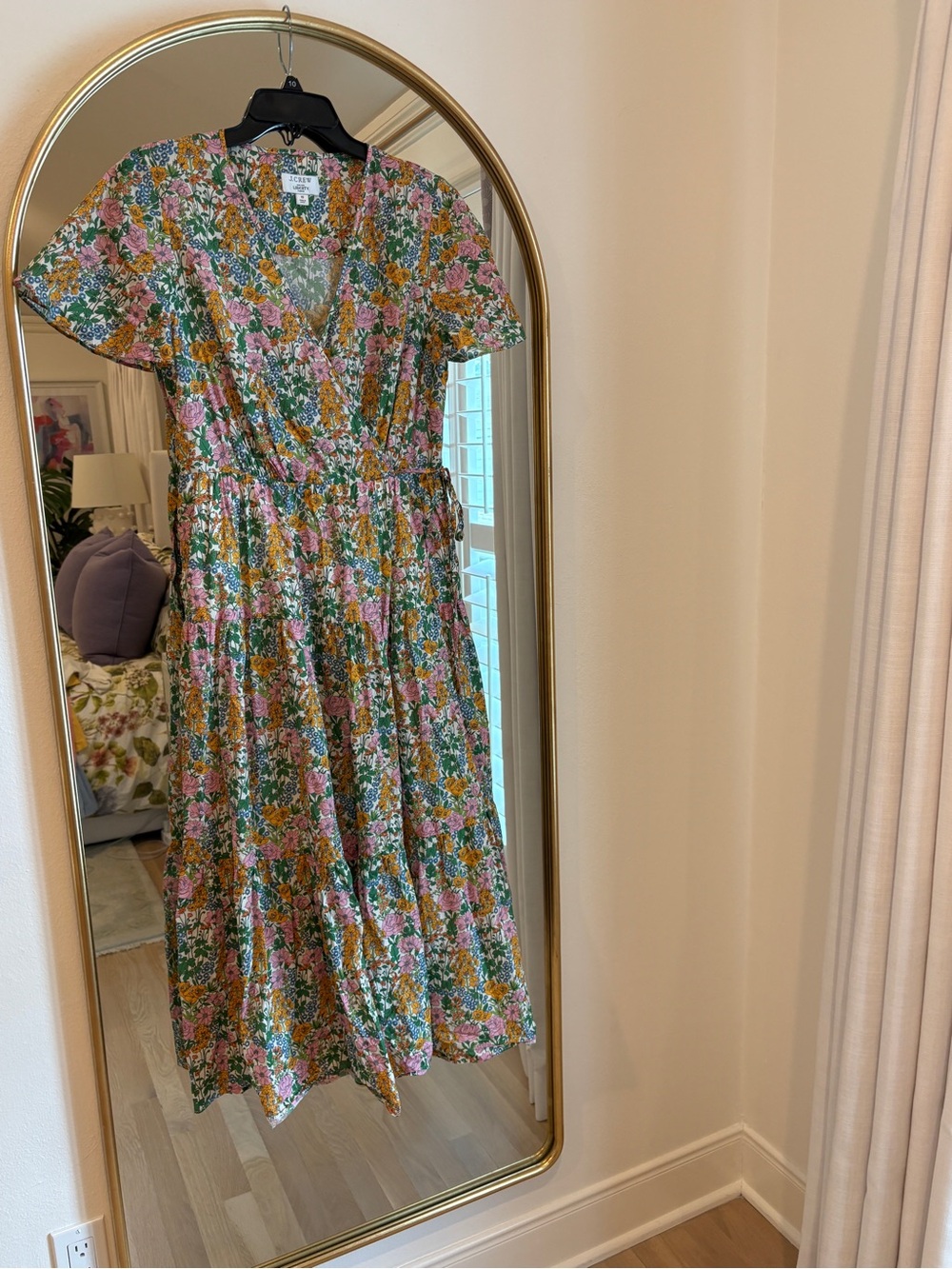 J. Crew Pink, Green & Yellow Floral Midi Dress - Picture 3 of 4
